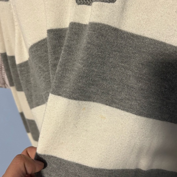 Tommy Hilfiger Gray and Cream Striped Cardigan Sweater - Picture 2 of 4